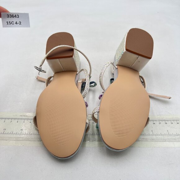 XYD Blue Multi Rhinestone Crystals Chunky Heels Open Toe Sandals Bowknots Shoes - Picture 7 of 8